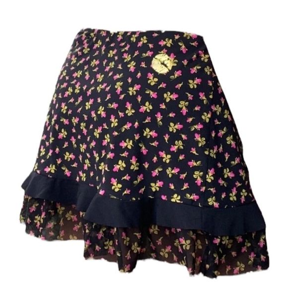 Betsey Johnson Floral Swim Coverup Skirt - Black and Pink - Picture 1 of 9